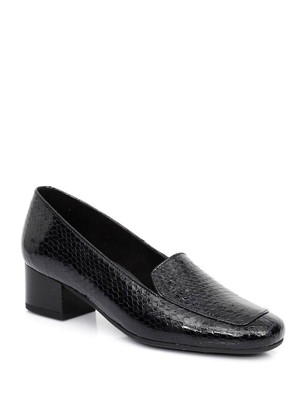 Lacivert LACİVERT  Hakiki Deri Küt Burun Kısa Kalın Topuklu Kadın Ayakkabı 13312-4