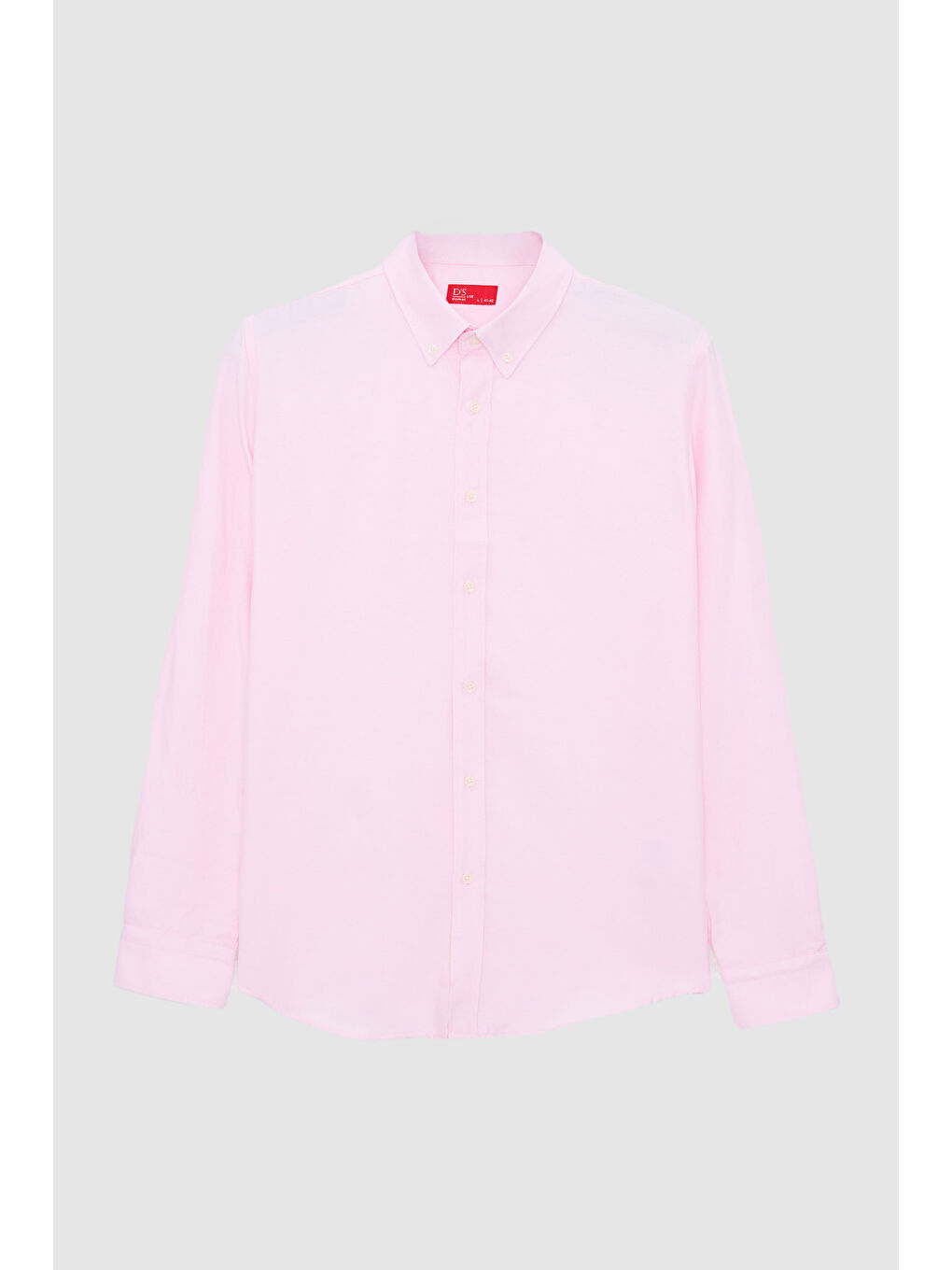 Slim Fit Pembe Armürlü Düğmeli Yaka Pamuklu Gömlek-4