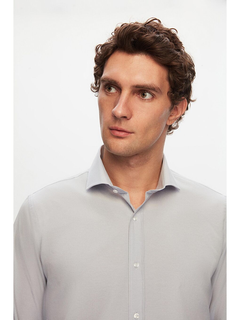 Slim Fit Antrasit Pamuk Karışımlı 2'Li V Yaka Triko Ve Gömlek-5