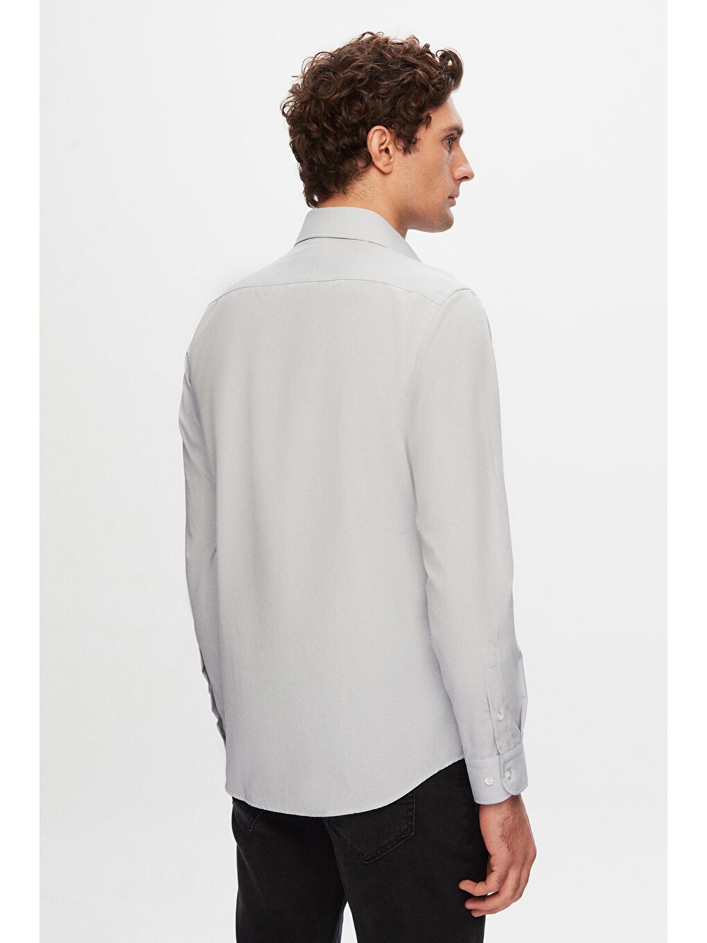 Slim Fit Antrasit Pamuk Karışımlı 2'Li V Yaka Triko Ve Gömlek-6