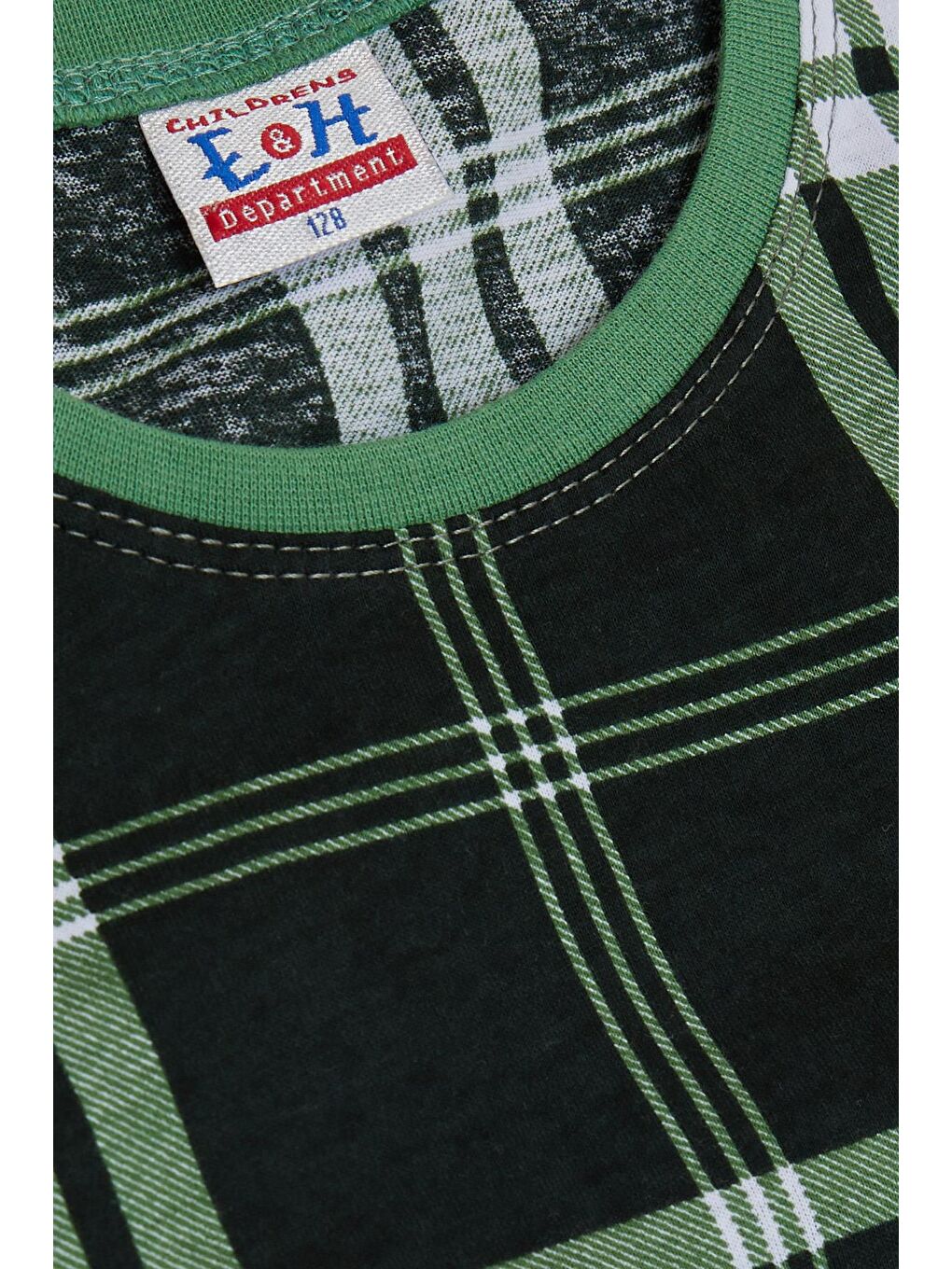 Erkek Çocuk Pijama Takımı Ekose Desenli Koyu Yeşil (6 Yaş)-4