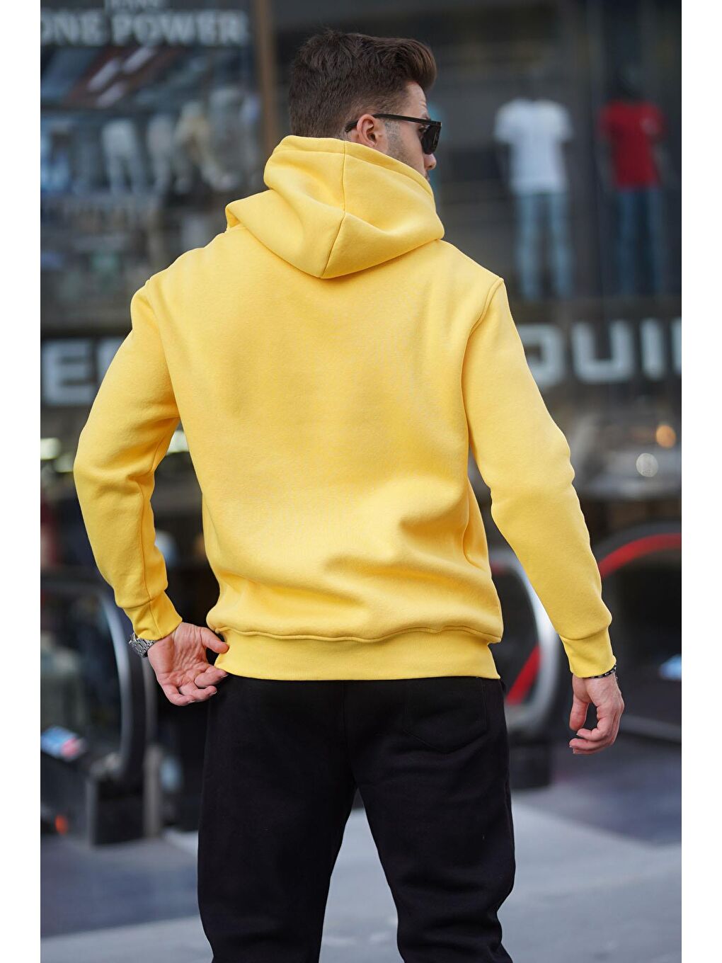 Sarı Kapüşonlu Düğme Detaylı Sweatshirt 6150-2