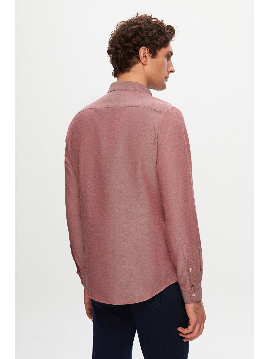 Slim Fit Bordo Pamuk Karışımlı 2'Li V Yaka Triko Ve Gömlek-4