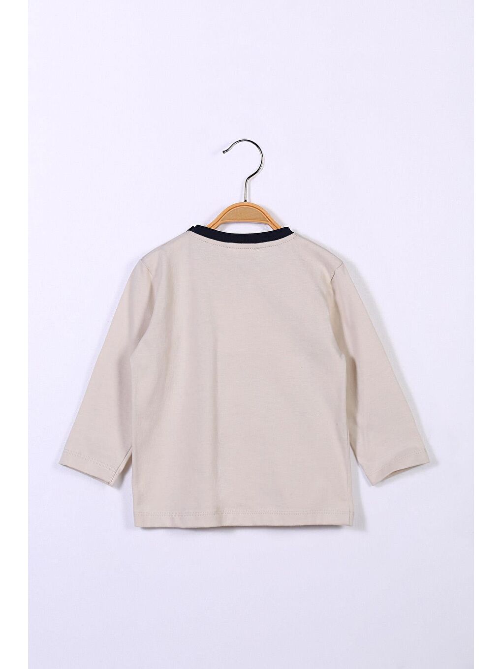 Bej Erkek Çocuk Nakış Detaylı Tişört-1