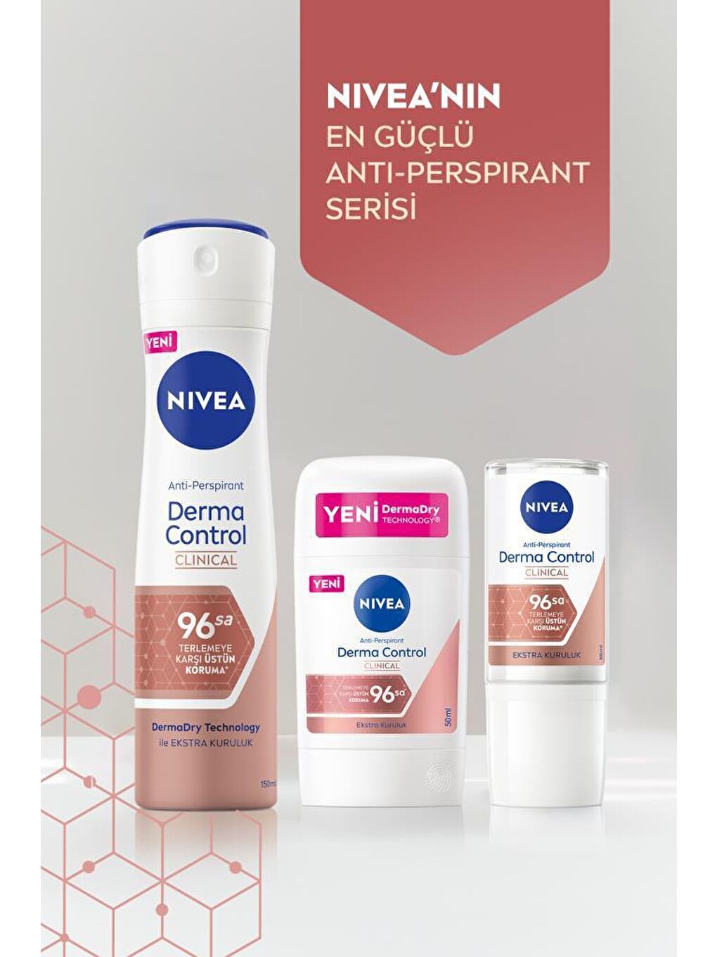 NIVEA Şeffaf Derma Control Clinical Kadın Sprey Deodorant 150 ml 96 Saat Üstün Koruma - 4