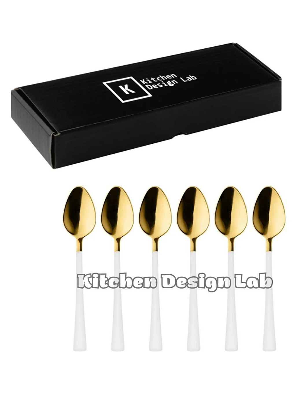 Parlak Gold Beyaz Çay ve Kahve Kaşığı 6 Adet Kutulu 18/10 Paslanmaz Çelik 6 Kişilik Çay Kaşığı Seti-2