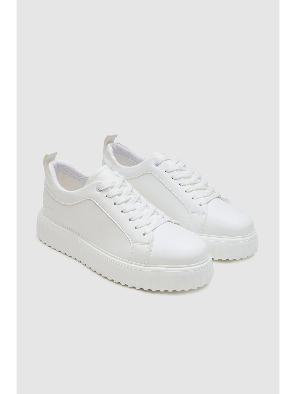 Twn Beyaz Kalın Beyaz Tabanlı Bağcıklı Sneaker Ayakkabi