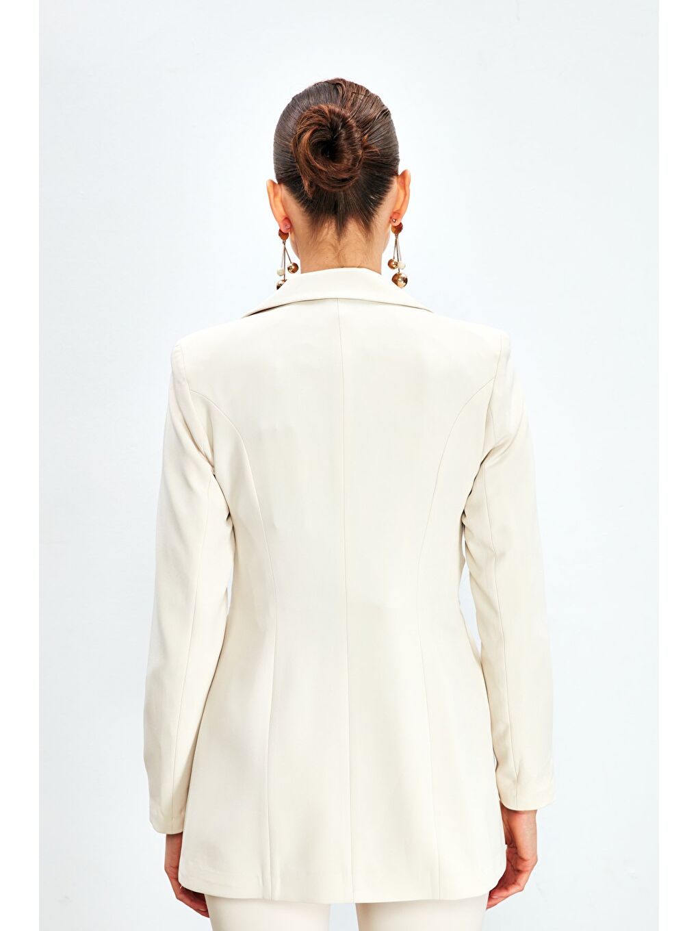 Bej Bel Bağlamalı Uzun Ceket - Taş-5