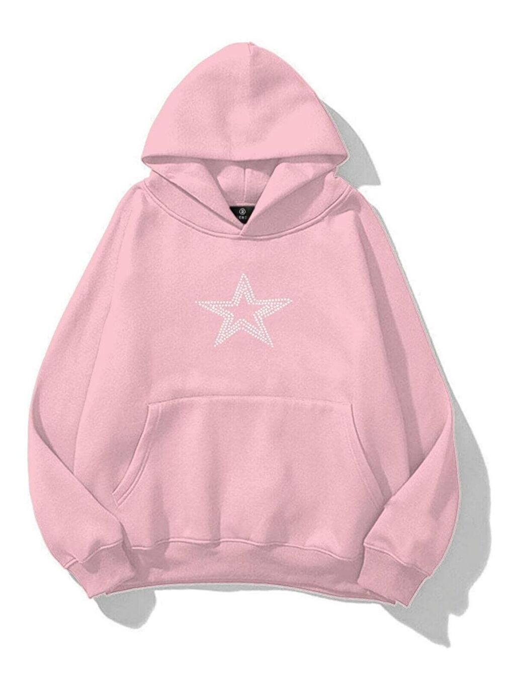 Unisex Pembe Noktalı Yıldız Baskılı Sweatshirt