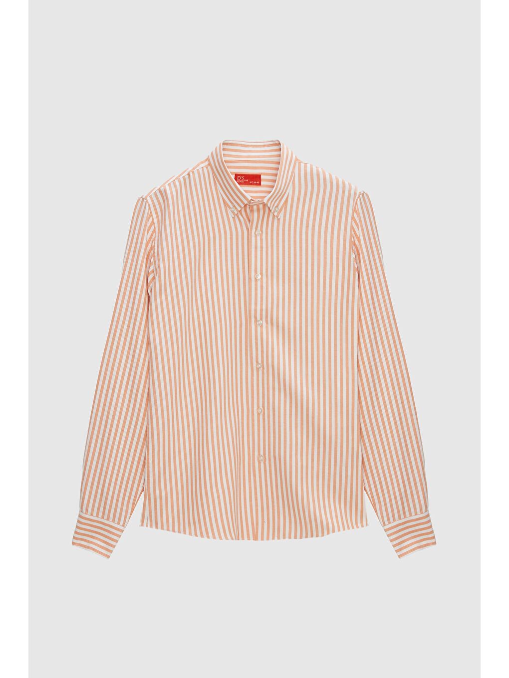 Slim Fit Turuncu Çizgili Gömlek-4