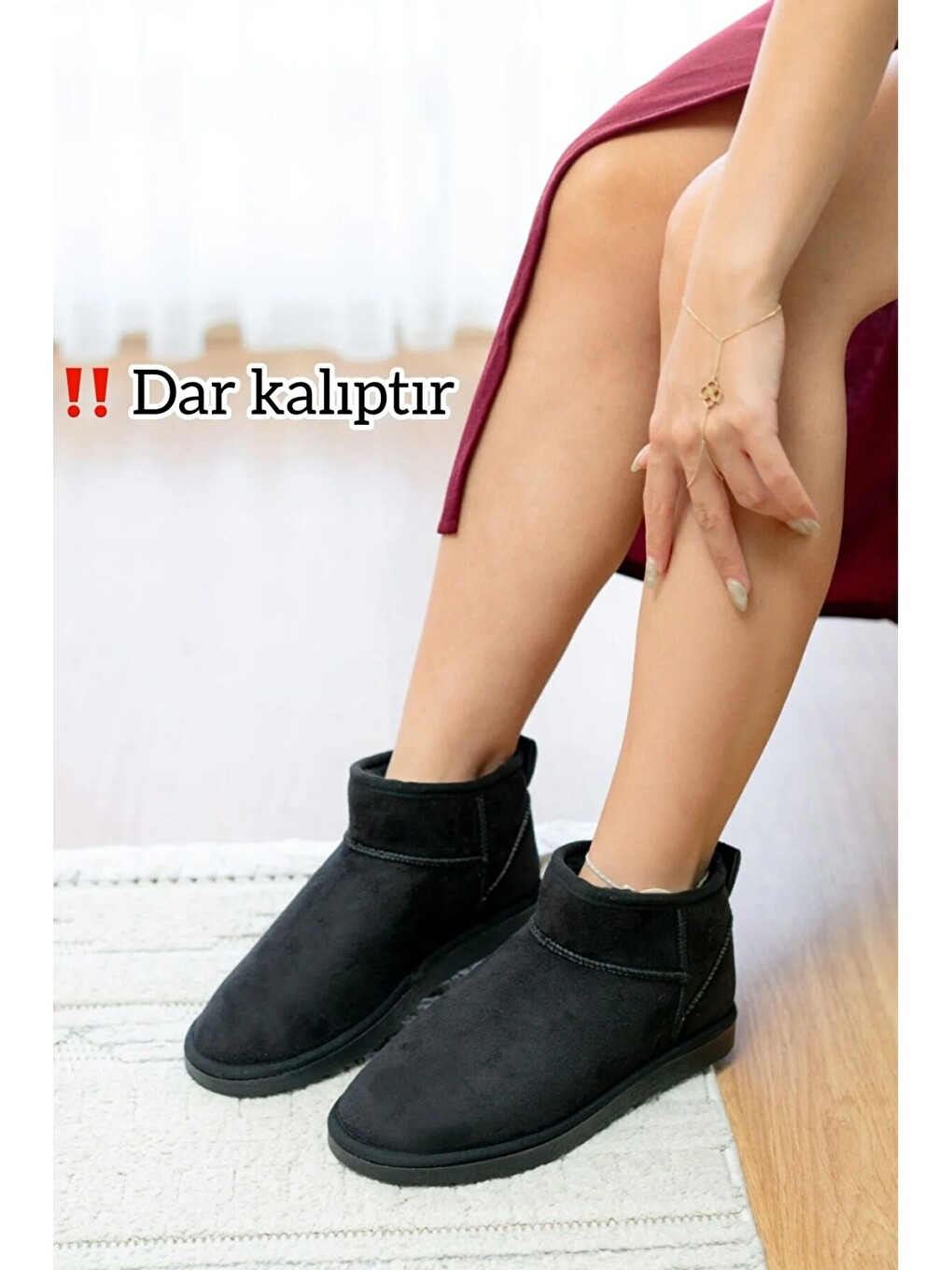 Siyah Classıc Ultra Mini Platform Chestnut Mini Taba Süet Içi Kürklü İnce Taban Kadın Bot-2