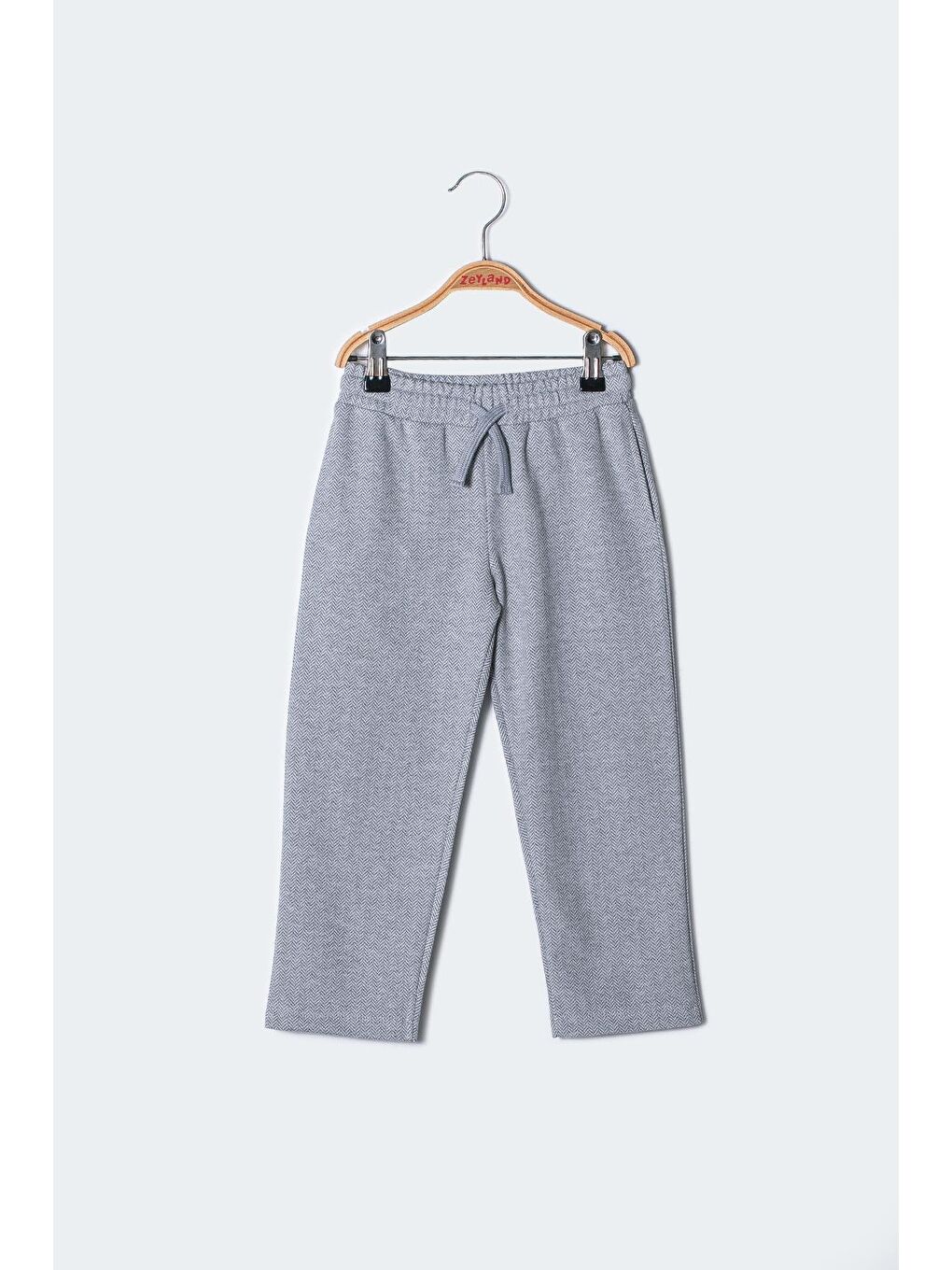 Gri Erkek Çocuk Cepli Örme Pantolon-1