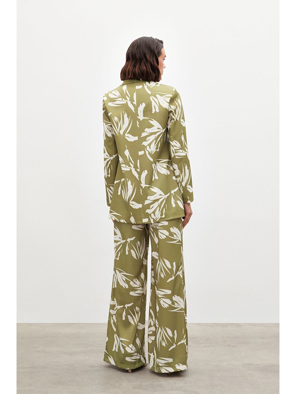 Desenli Salaş Saten Ceket - Yeşil-7