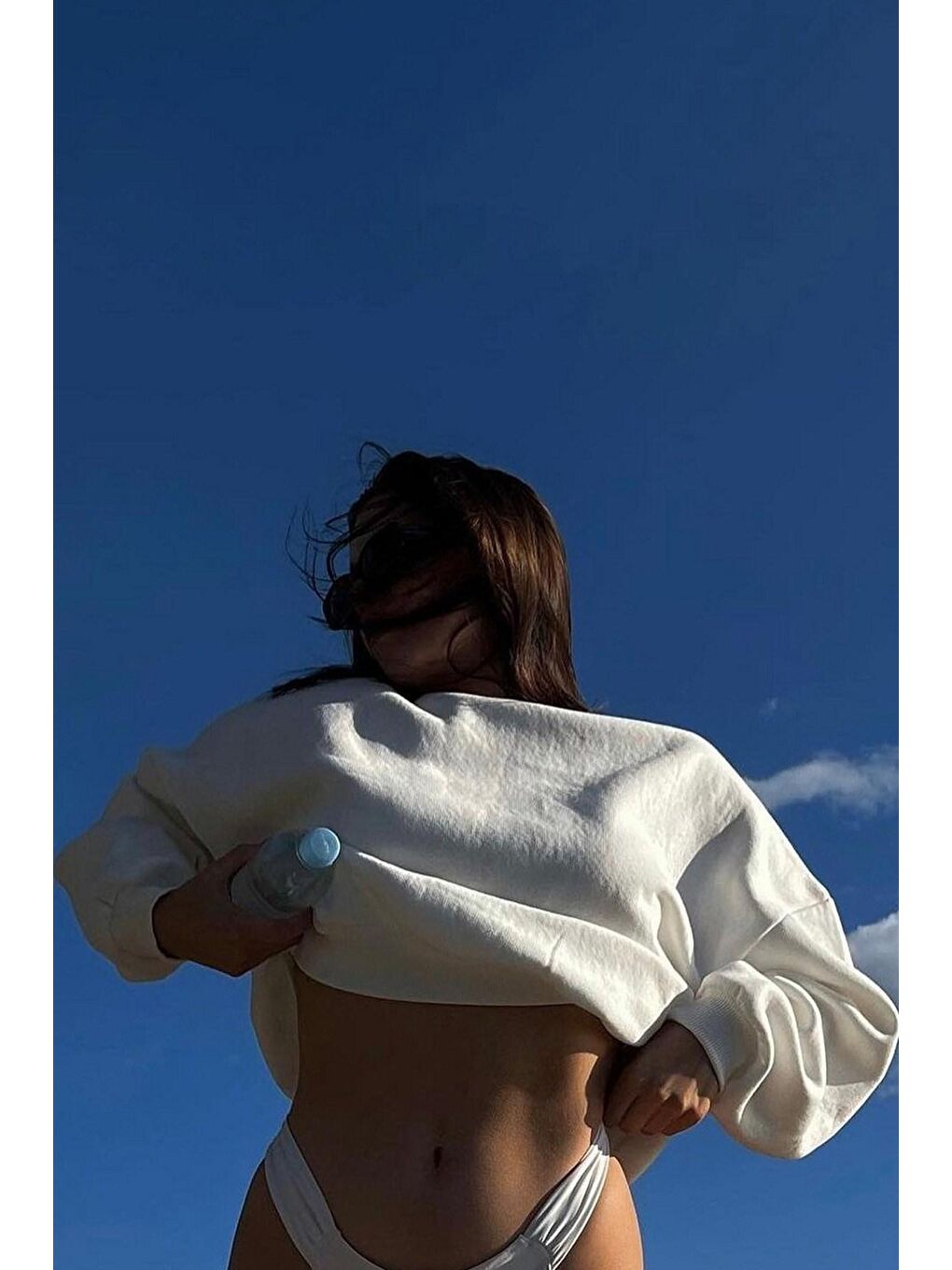 Ekru Bisiklet Yaka Basic Sweatshirt Mg1559-4