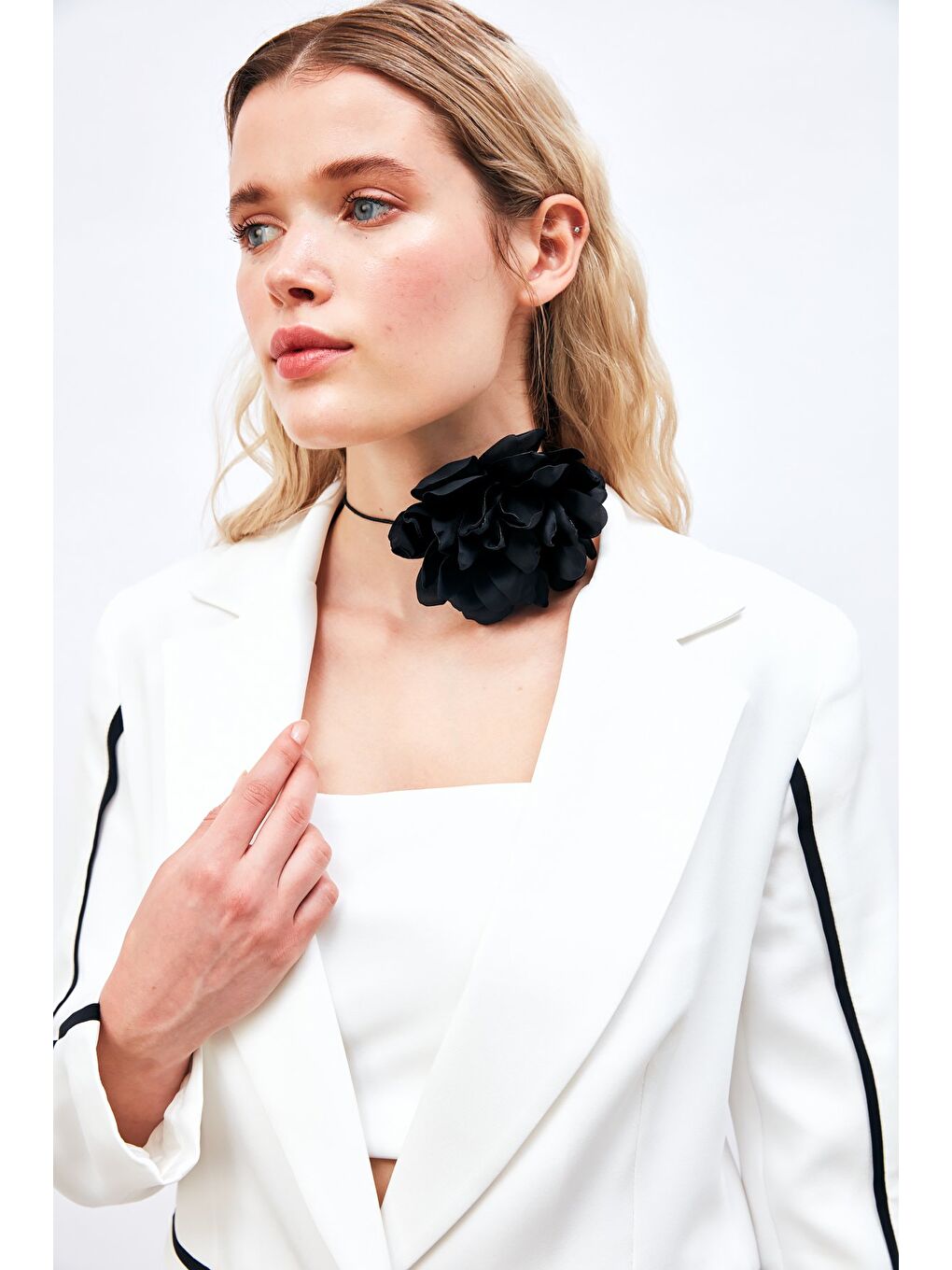 Kontrast Salaş Ceket - Ekru-4