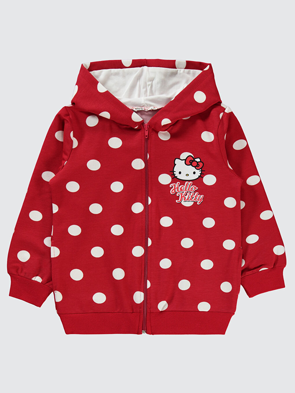 Bordo Hello Kıtty Kız Çocuk Fermuarlı Sweatshırt