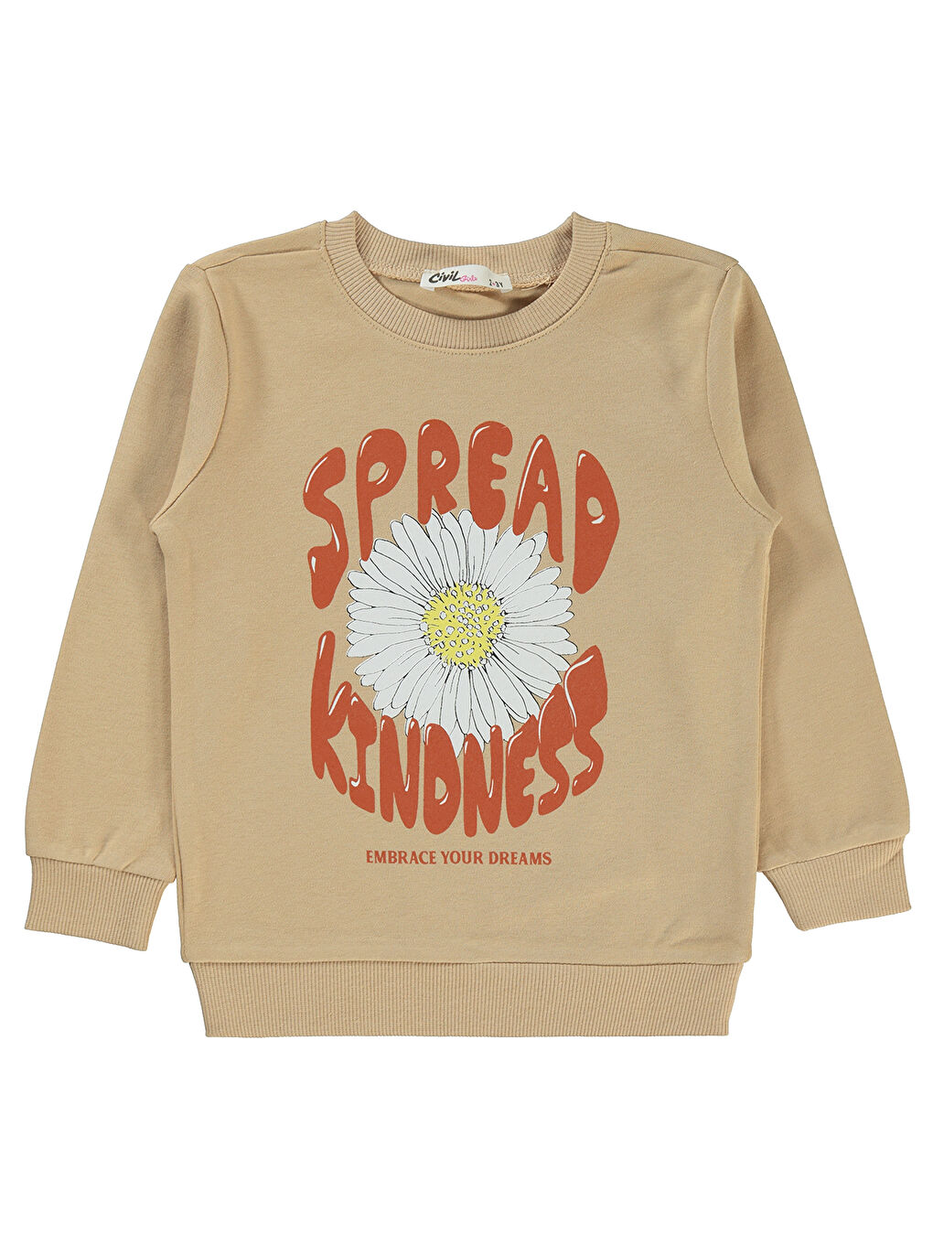 Ekru Girls Kız Çocuk Sweatshirt 2-5 Yaş Yulaf Sütü