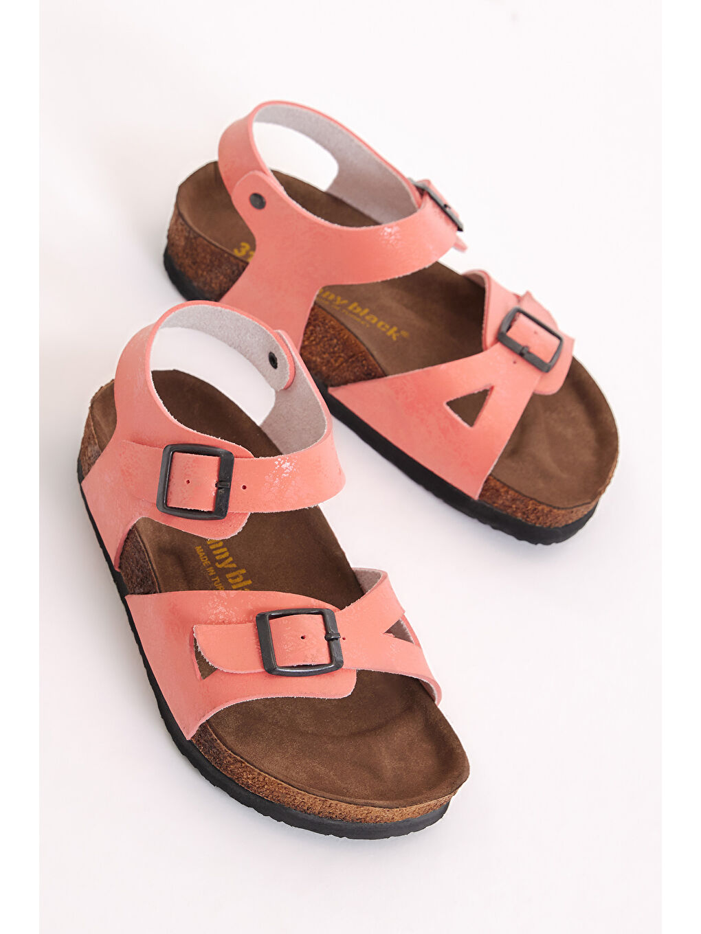 Kırmızı Çocuk Unisex Nar Çiçeği Rahat Kalıp Poli Taban Çift Tokalı Sandalet-2