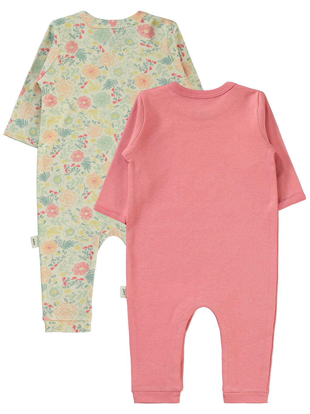 Pembe Baby Kız Bebek 2'li Patiksiz Tulum 3-9 Ay Gül-1