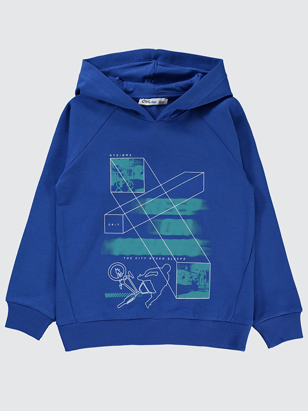 Erkek Çocuk Sweatshirt 10-13 Yaş Saks Mavisi