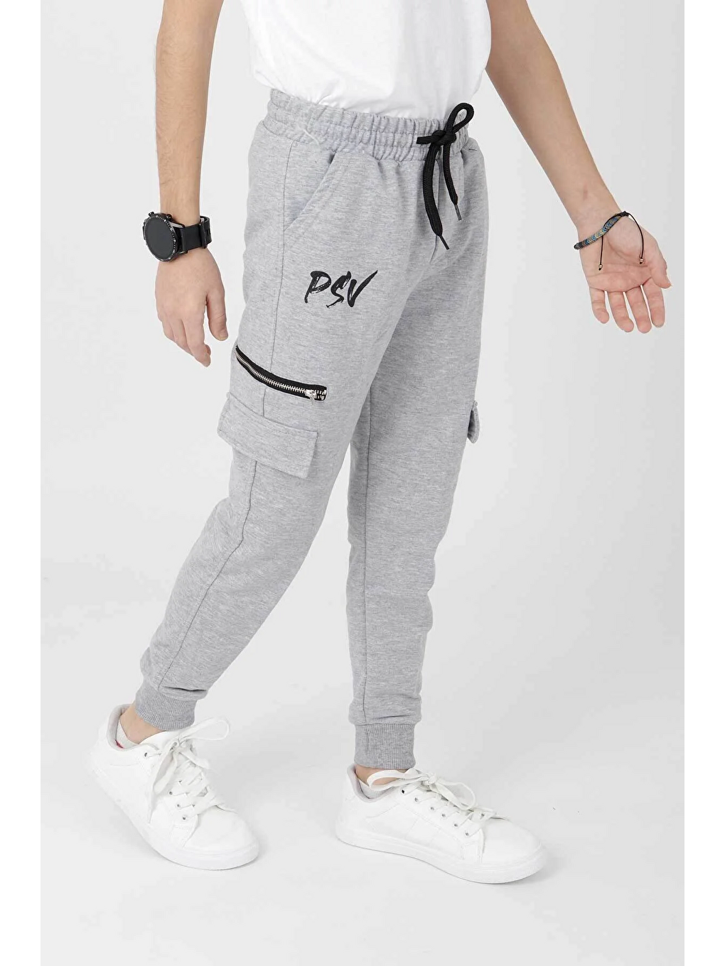 Gri Erkek Psv Fermuar Manşetli Eşofman Altı-2