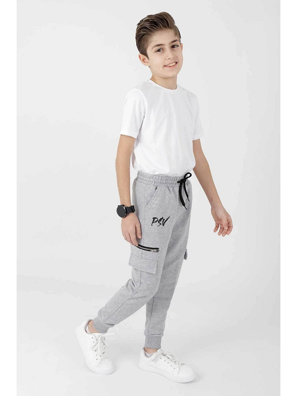 Gri Erkek Psv Fermuar Manşetli Eşofman Altı-1