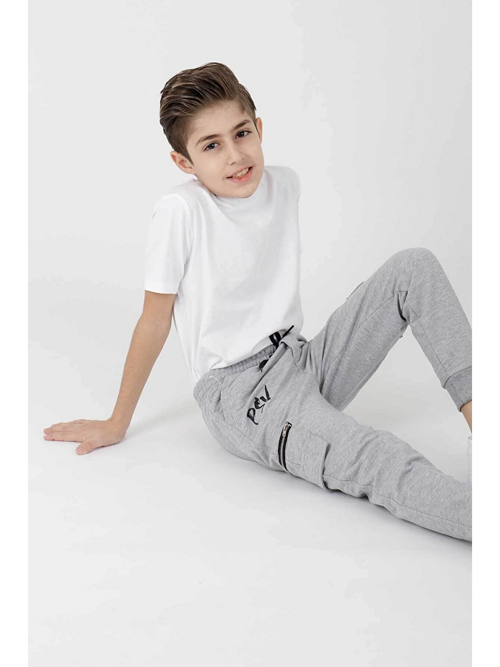 Gri Erkek Psv Fermuar Manşetli Eşofman Altı