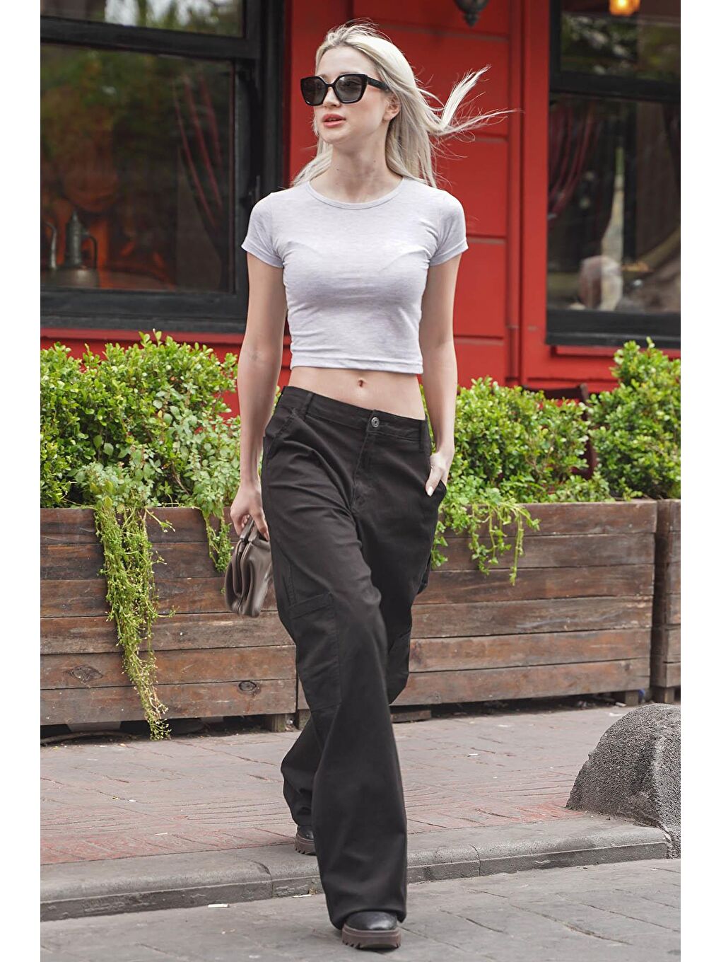 Siyah Straight Fit Kargo Pantolon MG1601