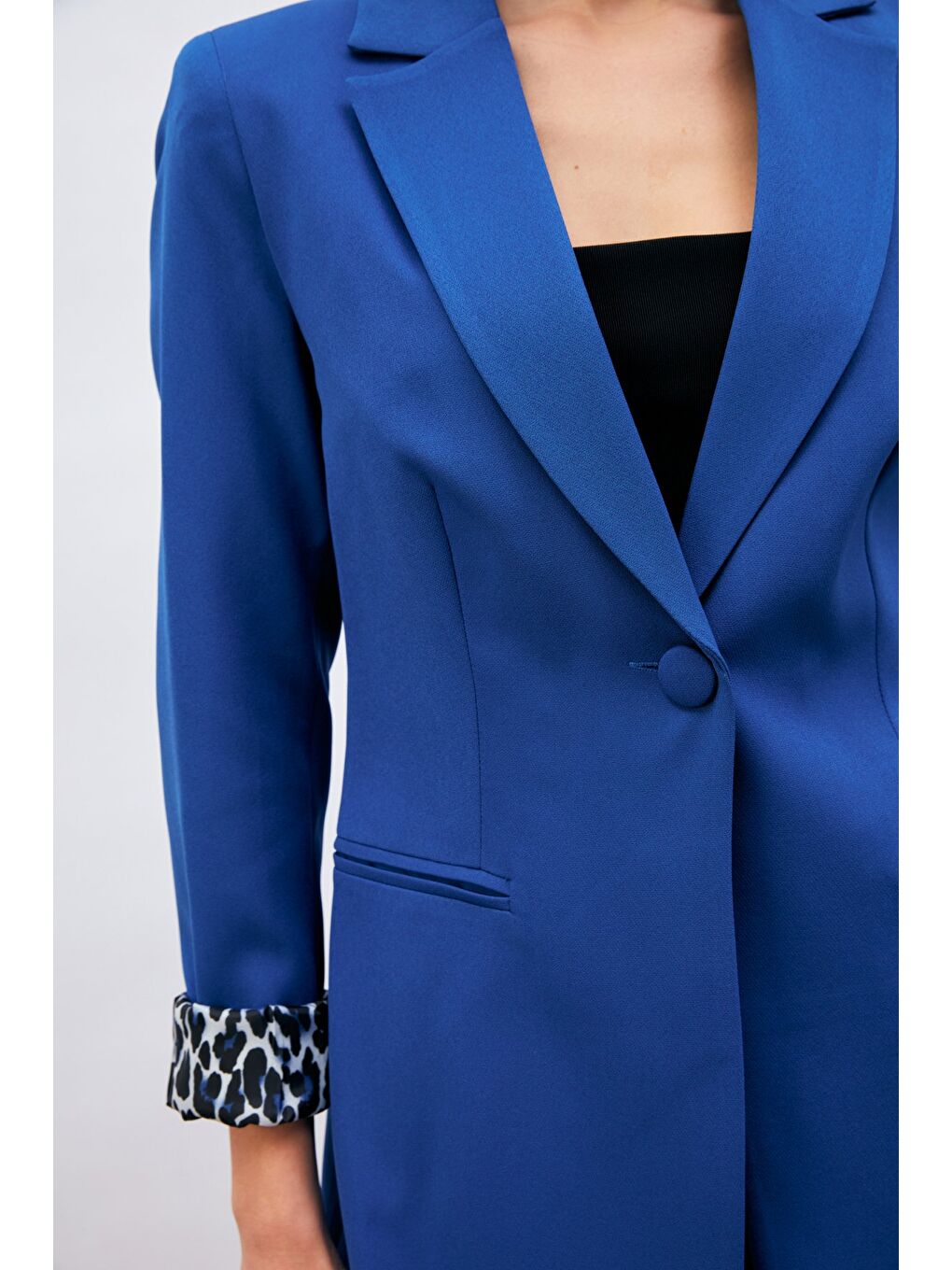 Mono Yaka Klasik Ceket - Sax Mavi-1