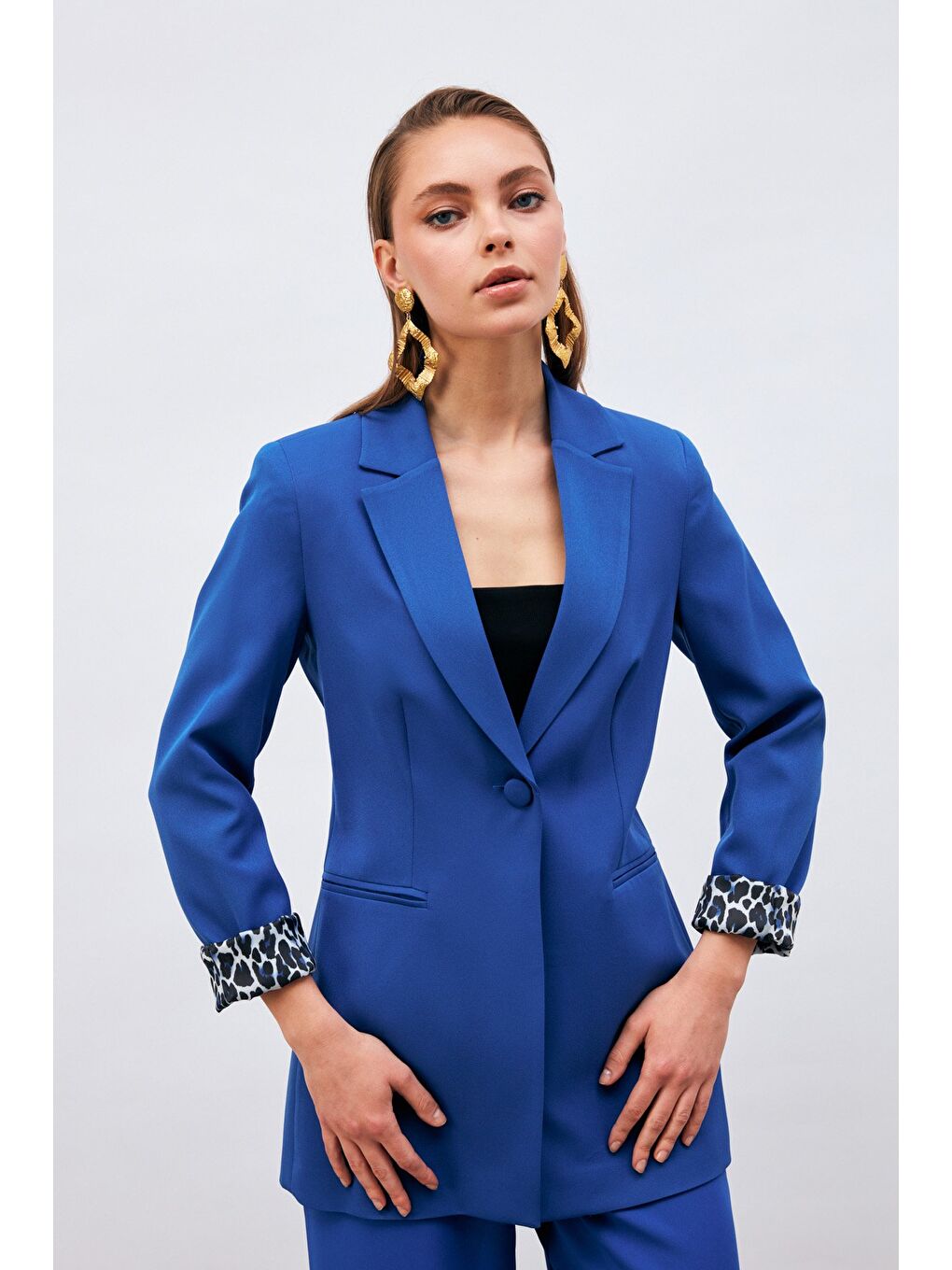 Mono Yaka Klasik Ceket - Sax Mavi-2