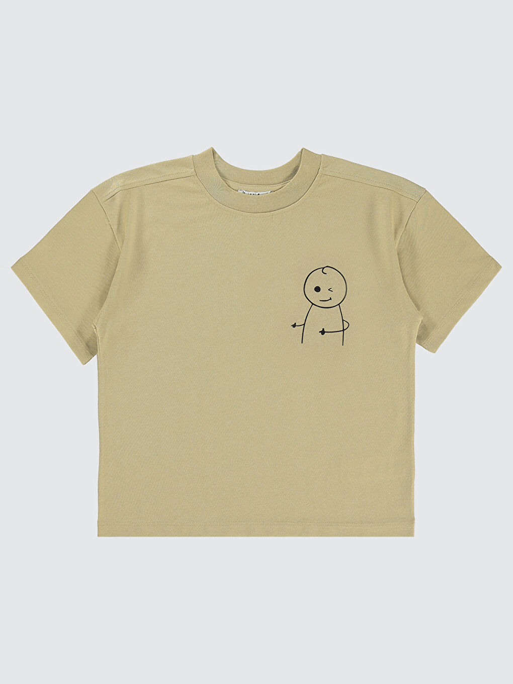 Ekru Mivil Oversize Çocuk Tişört 10-13 Yaş Yulaf Sütü