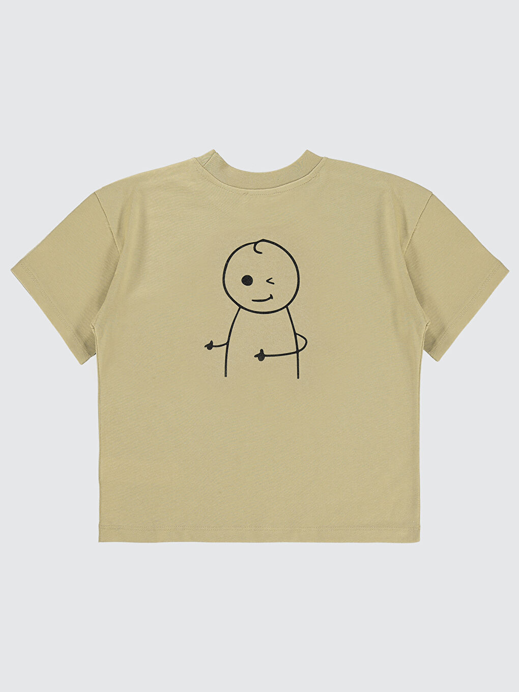 Ekru Mivil Oversize Çocuk Tişört 10-13 Yaş Yulaf Sütü-1