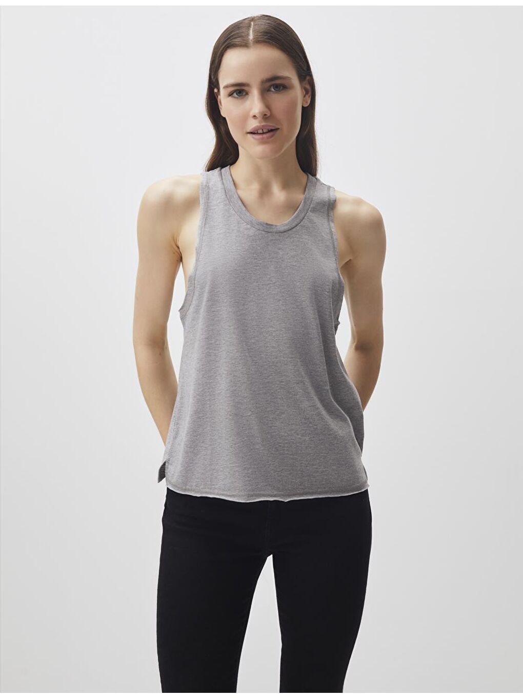 Gri Melanj U Yaka Kolsuz Basic Atlet-3