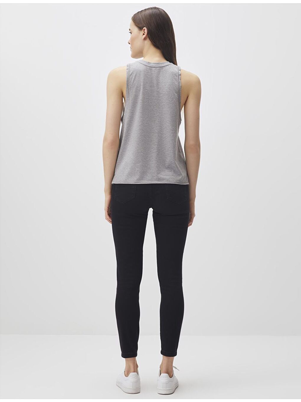 Gri Melanj U Yaka Kolsuz Basic Atlet-4