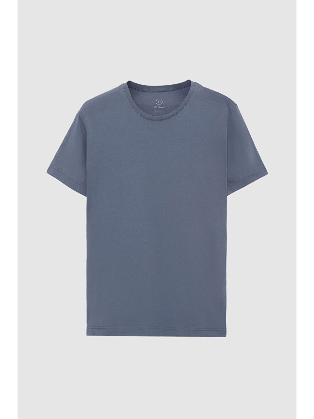 Gri Oversize Füme Bisiklet Yaka %100 Pamuk Tişört-4