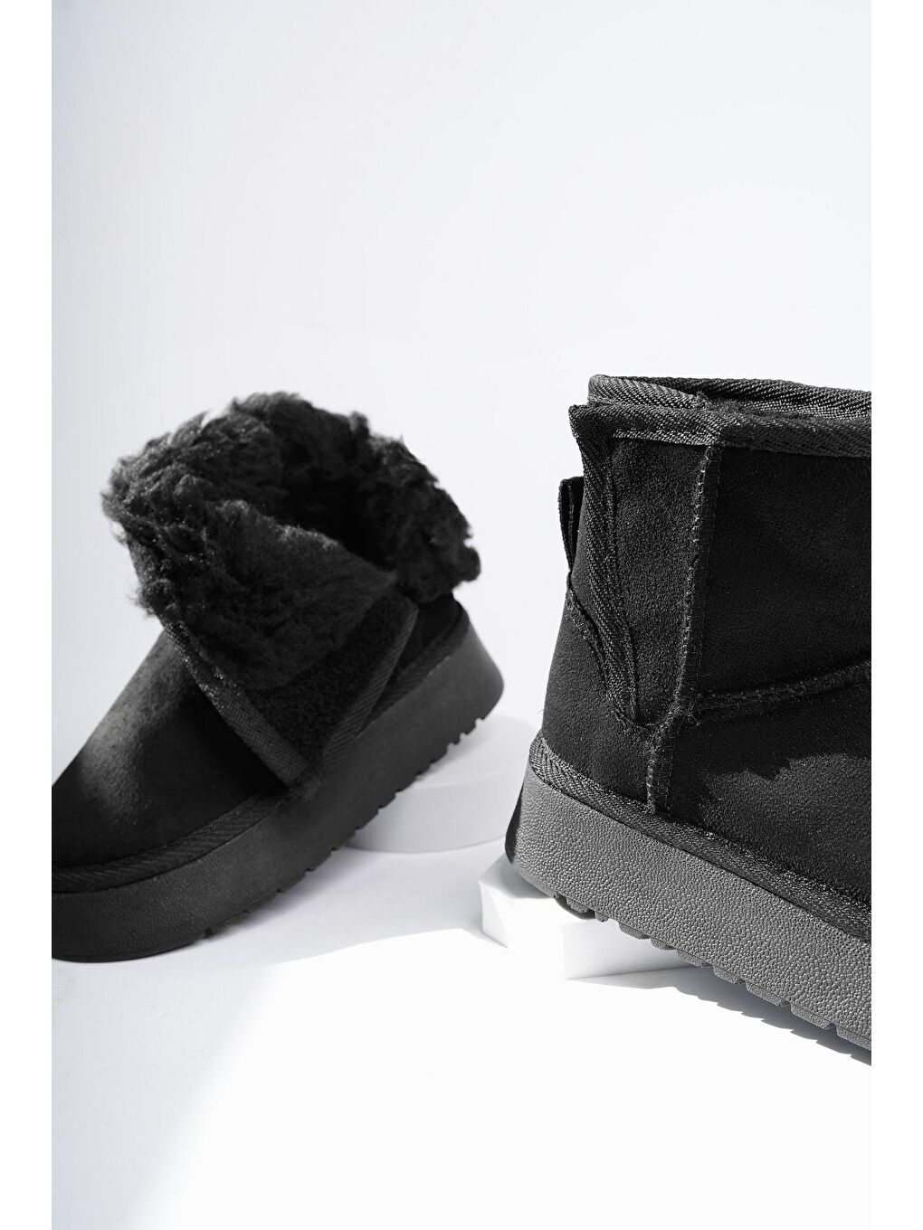Siyah MİXS Kalın Taban İçi Tüylü Cırtlı Günlük Mini Çocuk Bot-2