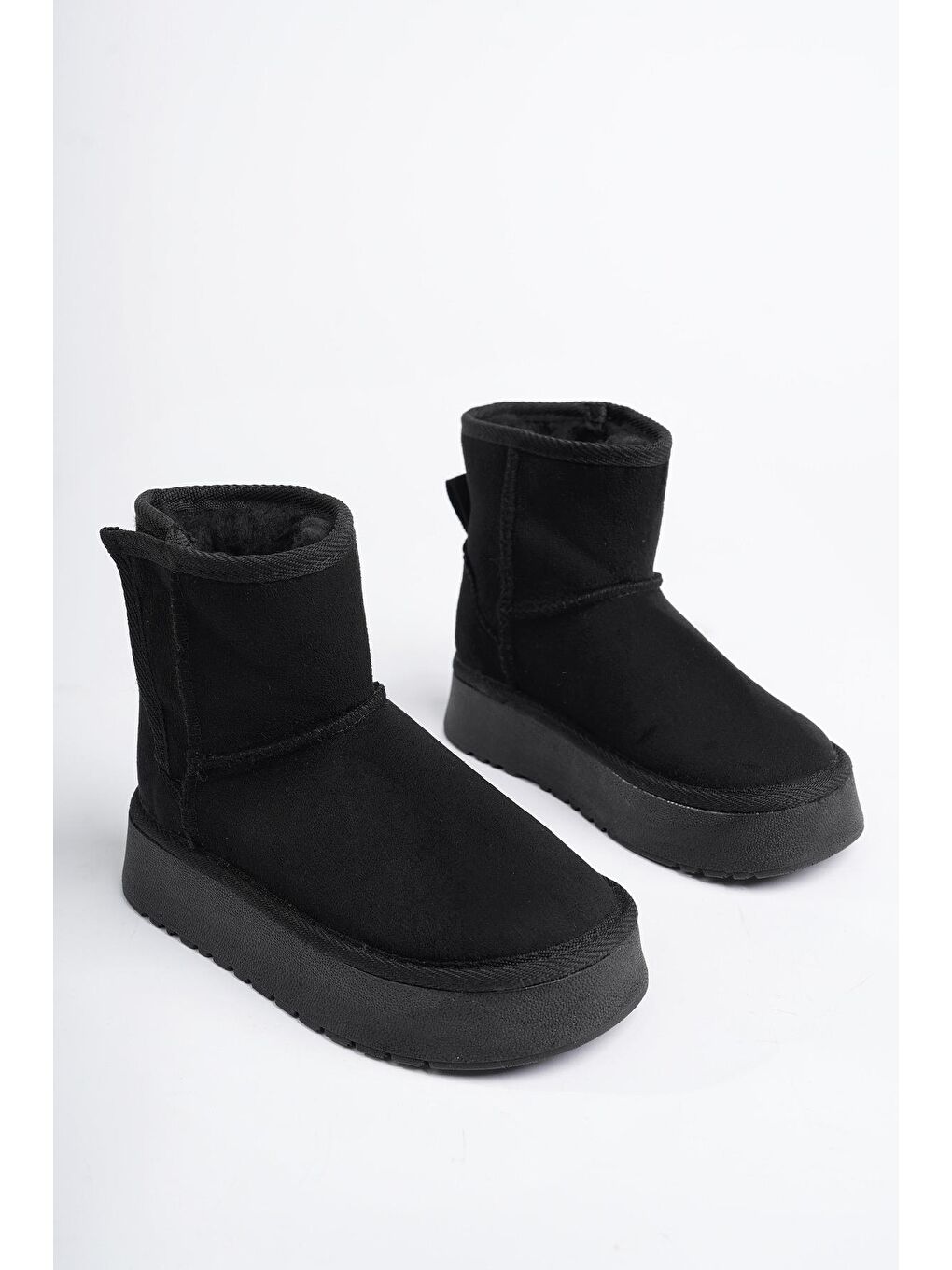 Siyah MİXS Kalın Taban İçi Tüylü Cırtlı Günlük Mini Çocuk Bot-4