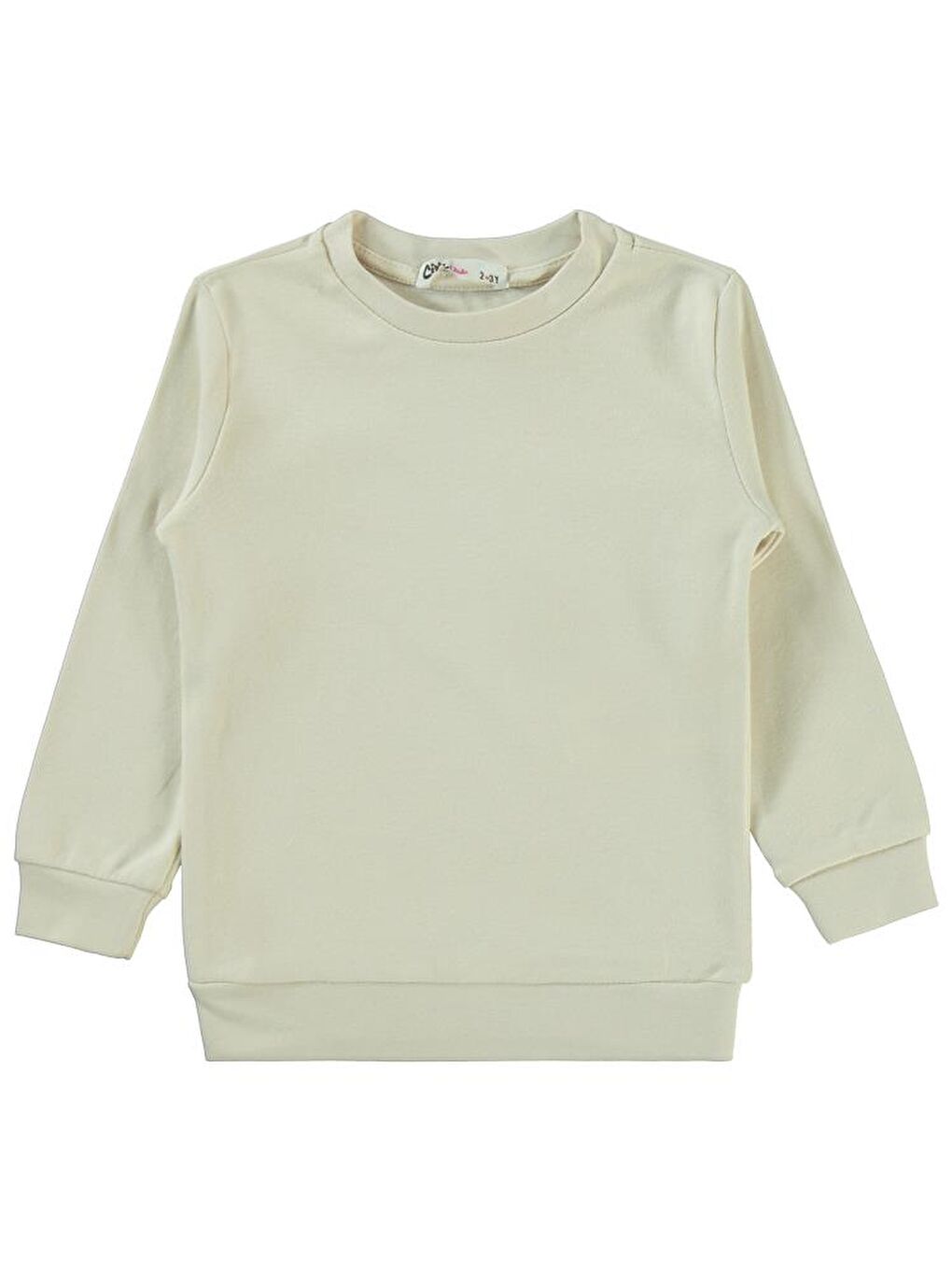 Girls Düz 2-5 Yaş Sweatshirt - Ekru 2-3 Yaş-1