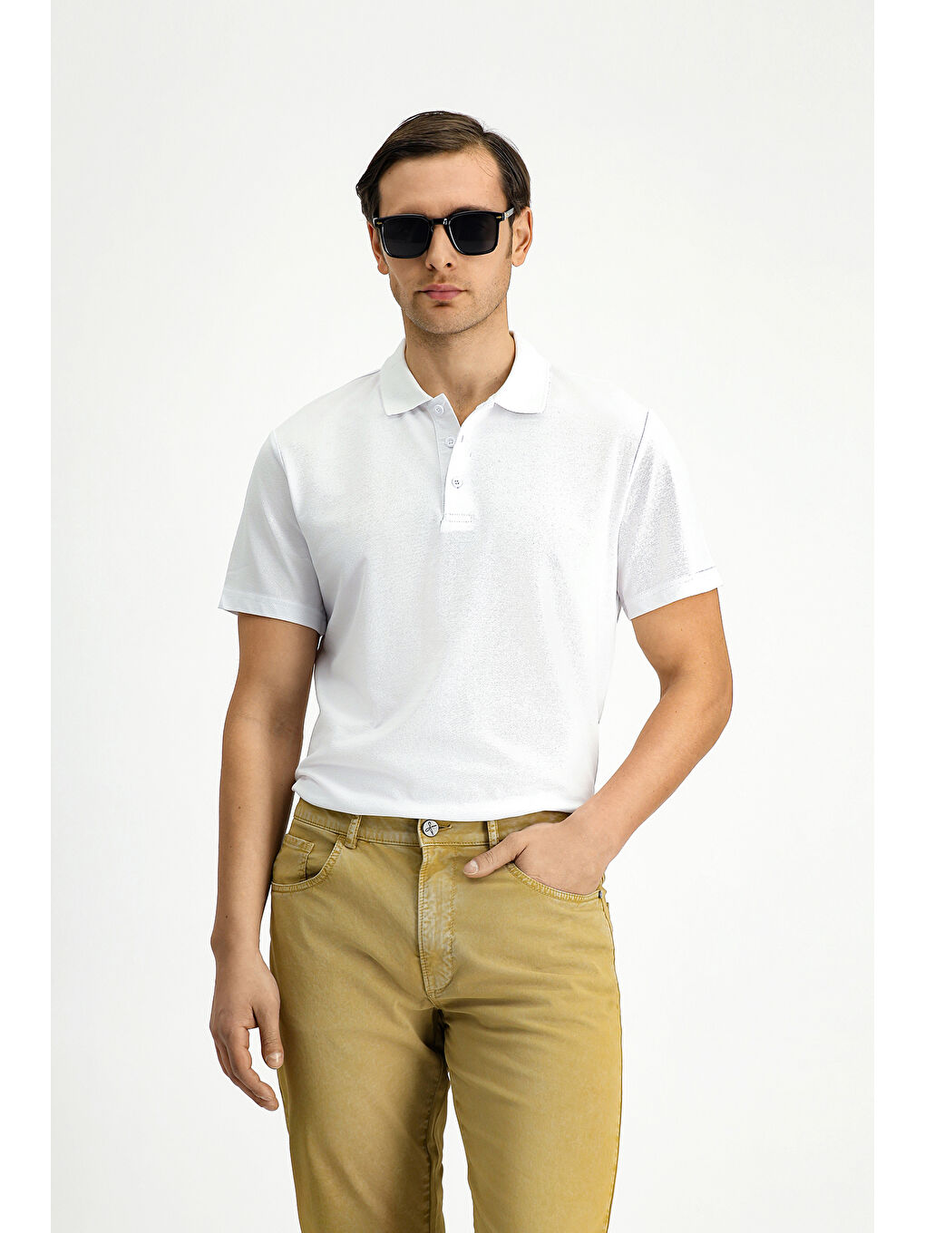 Beyaz Slim Fit Dar Kesim Pamuklu Polo Yaka Tişört-2