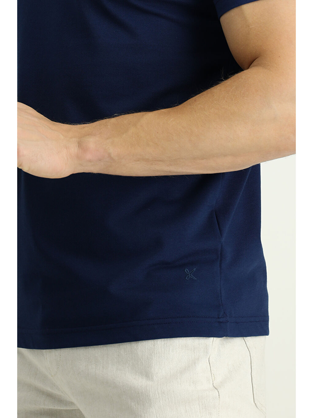 Lacivert Slim Fit Dar Kesim Pamuklu Polo Yaka Tişört-4