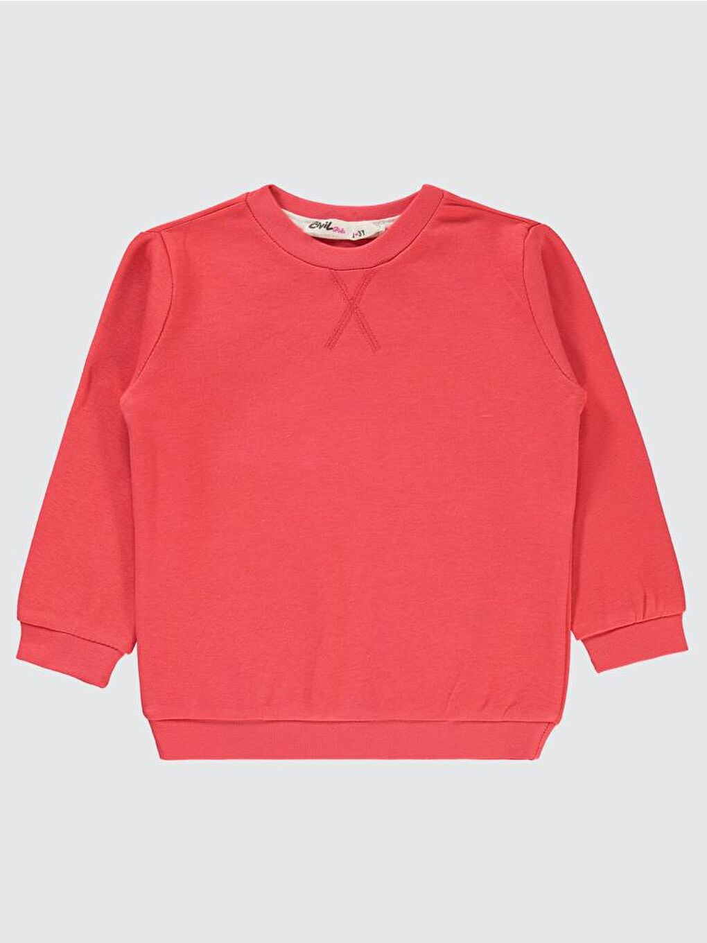Girls Düz 2-5 Yaş Sweatshirt - Kırmızı 5-6 Yaş
