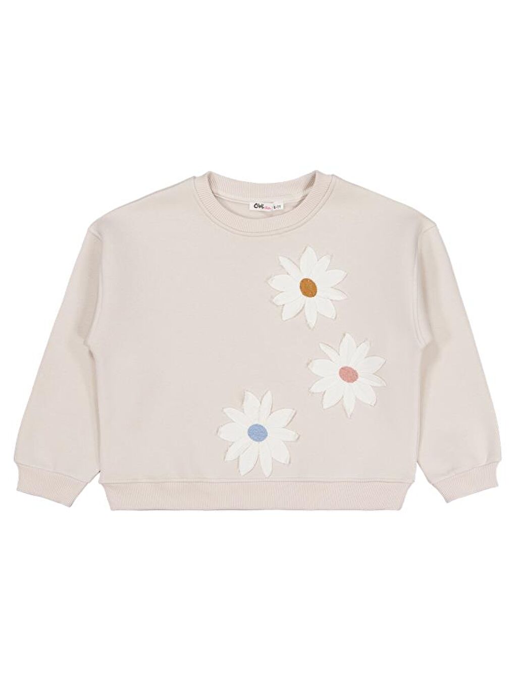 Girls Papatya Nakışlı 6-9 Yaş Sweatshirt - Bej 7-8 Yaş
