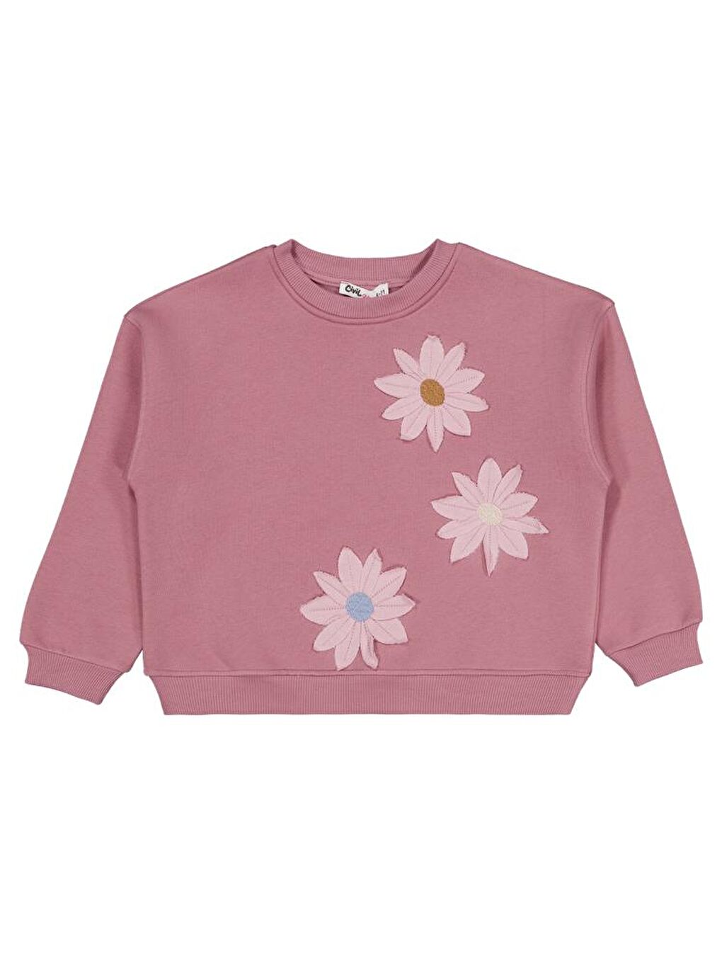 Girls Papatya Nakışlı 6-9 Yaş Sweatshirt - Pembe 8-9 Yaş-1