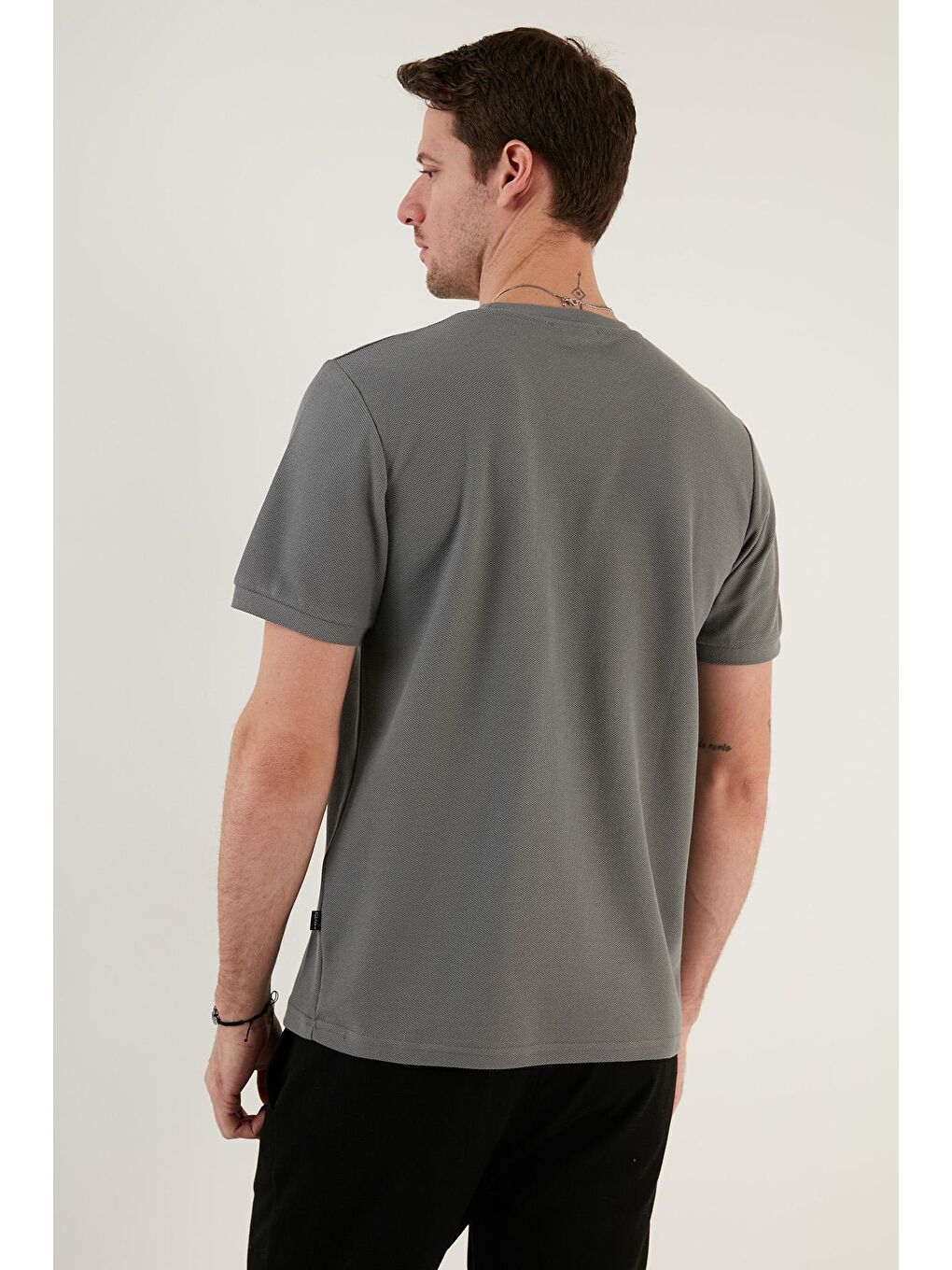 Haki Pamuklu Bisiklet Yaka Basic T Shirt 5902387-4