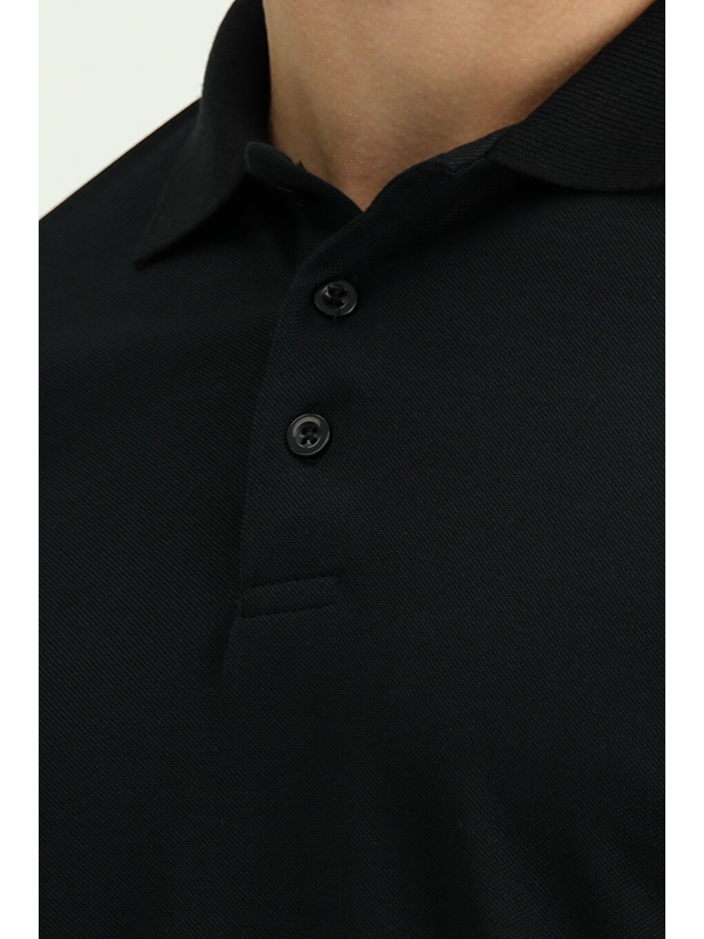 Siyah Slim Fit Dar Kesim Pamuklu Polo Yaka Tişört-4