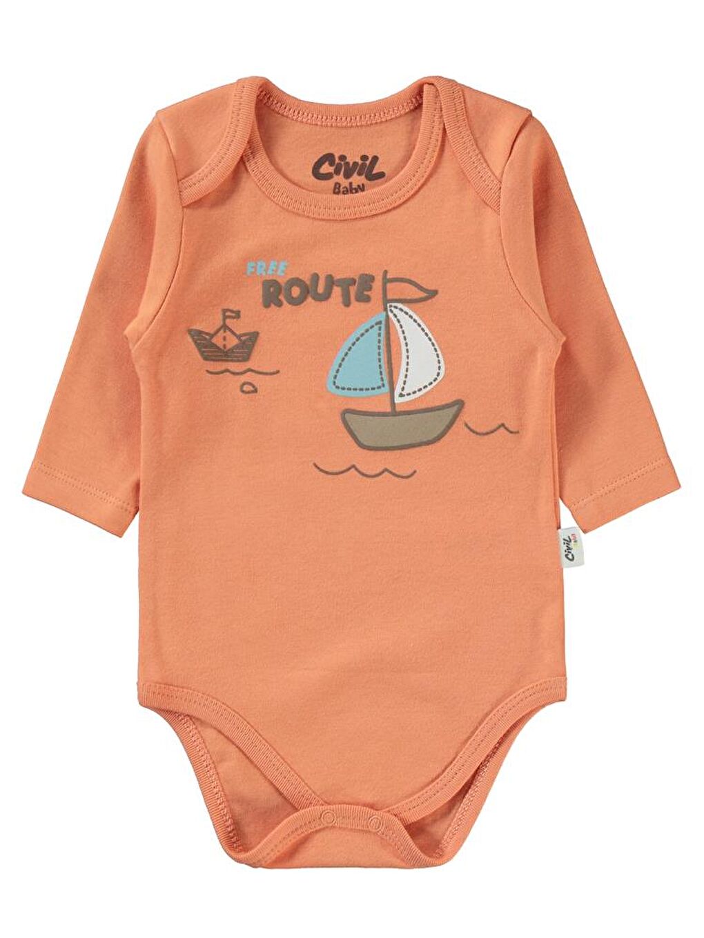 Baby Colored Fıgures Baskılı 3'lü 6-18 Takım - Turuncu 18-24 Ay