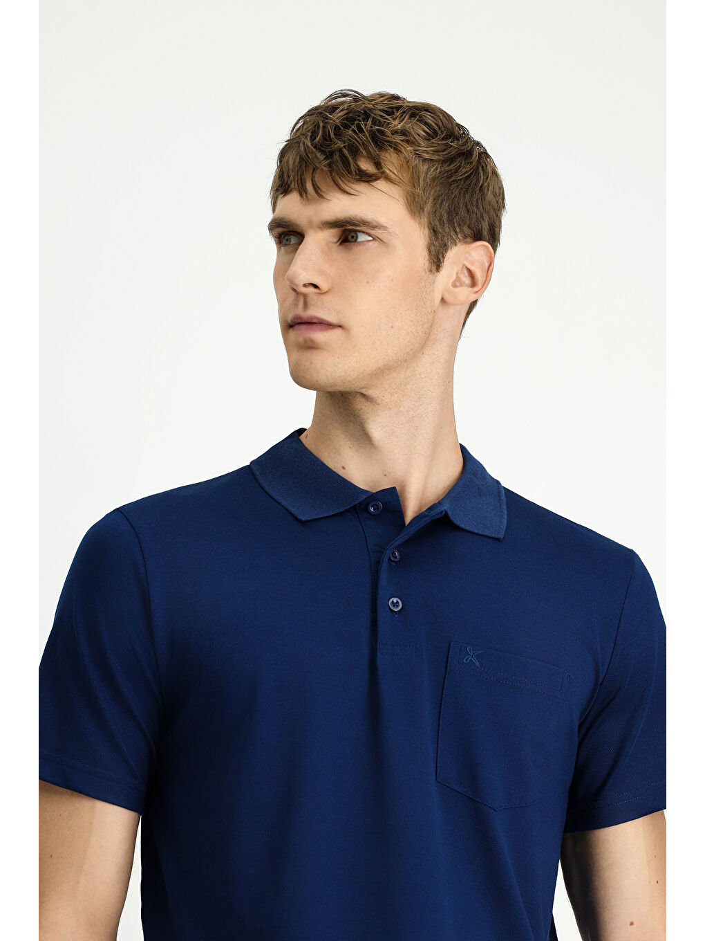 Lacivert Regular Fit Pamuklu Nakışlı Cepli Polo Yaka Tişört-2