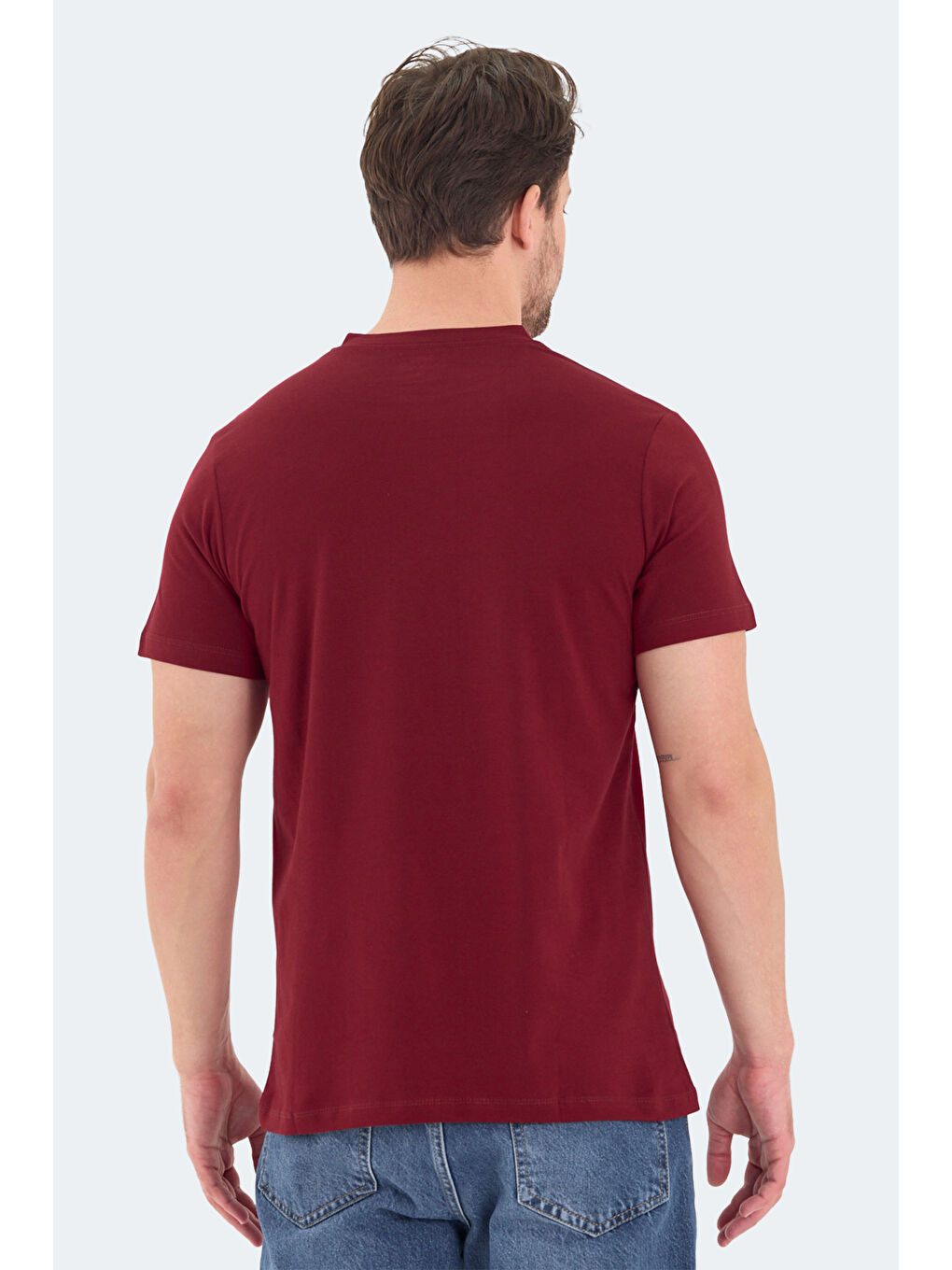 RIVALDO Erkek %100 Pamuk Tişört Bordo-1