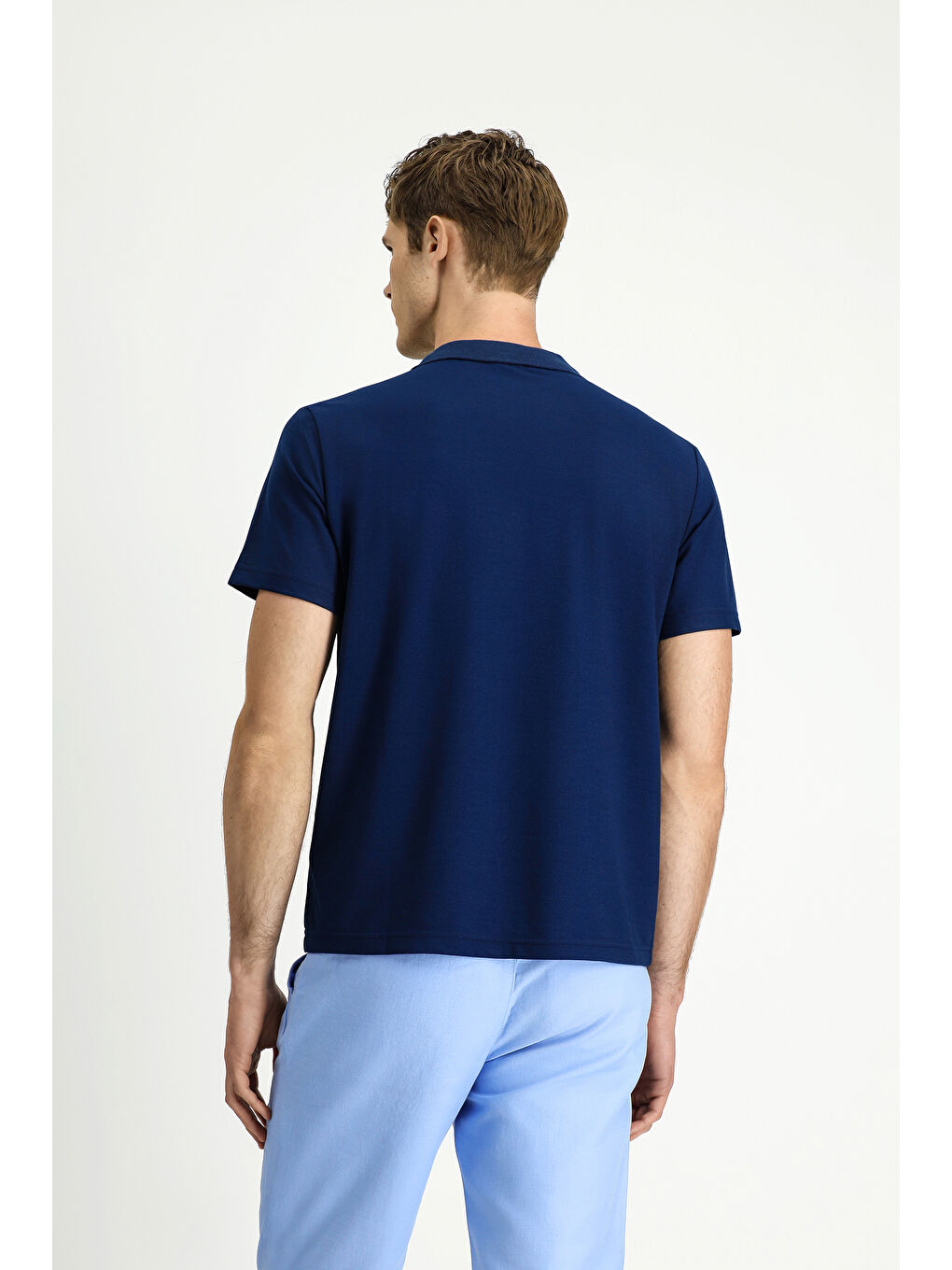 Lacivert Regular Fit Pamuklu Nakışlı Cepli Polo Yaka Tişört-3
