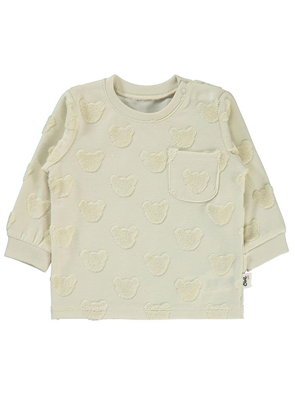 Baby Kabartmalı Ayıcık Baskılı 6-18 Ay Sweatshirt - Bej 12-18 Ay